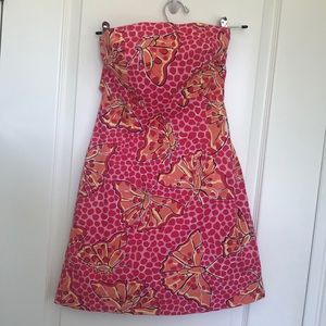 Like New Lilly Pulitzer Strapless Butterfly Dress